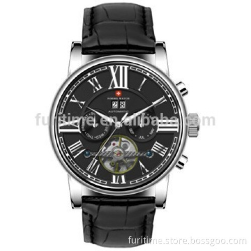 Genuine leather mechanical automatic watch for men,competitive price with china made